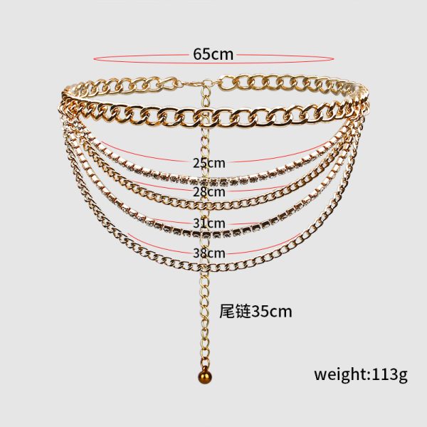 ⁦Summer Jewelry Hot Pants Chain Multilayer Chain Gold Fashion Jeans Hip Hop Punk Street Shooting Accessories Waist Chain Women⁩ - الصورة ⁦2⁩