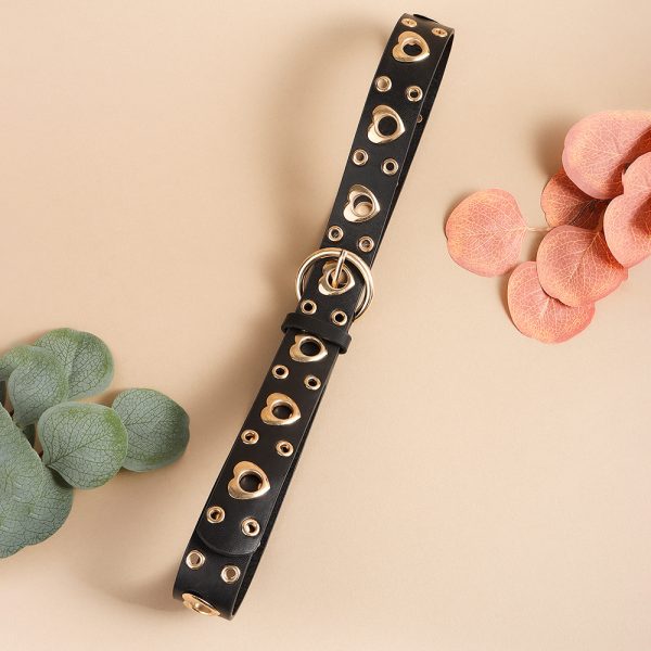 ⁦Sexy Punk Style Metal Air Eye Belt For Women With Jeans Skirt Hip Hop Heart Cutout Black Belt⁩ - الصورة ⁦6⁩