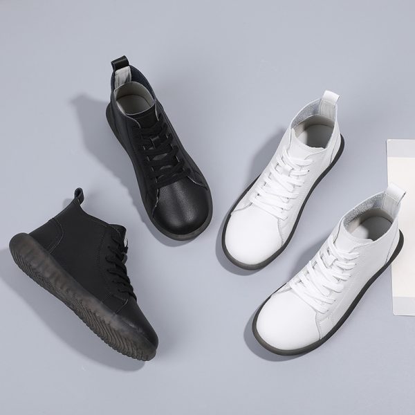 ⁦Womens Bots Shoes Flats Ankle Boots Leather Oxford⁩ - الصورة ⁦4⁩