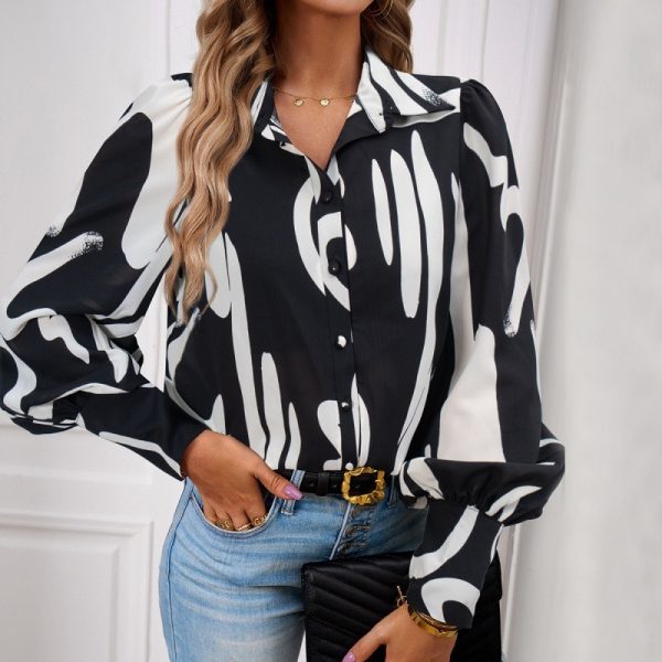 ⁦Printed Women's Long-sleeve Shirts⁩ - الصورة ⁦3⁩