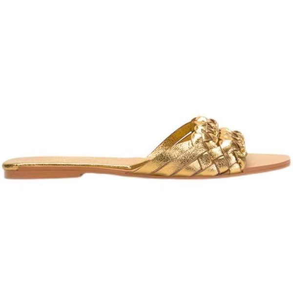 ⁦Frosted Brown Viscose Shoes Microfiber Pointed Toe Low Heel Low Top Flats⁩ - الصورة ⁦2⁩