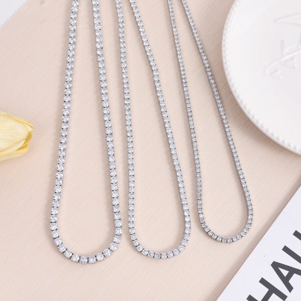 ⁦4mm Zircon Tennis Necklace Men And Women Couple Light Luxury Fashionista Accessories All-match Necklace⁩ - الصورة ⁦6⁩