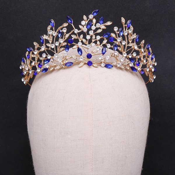 ⁦Vintage Rhinestone Headdress Crown Alloy Hair Accessories Stage Party Accessories⁩ - الصورة ⁦7⁩