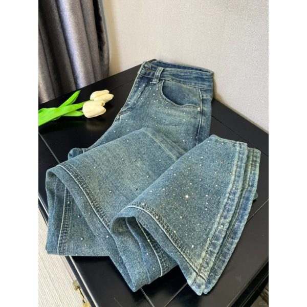 ⁦Women's Retro Blue Skinny Jeans⁩ - الصورة ⁦4⁩