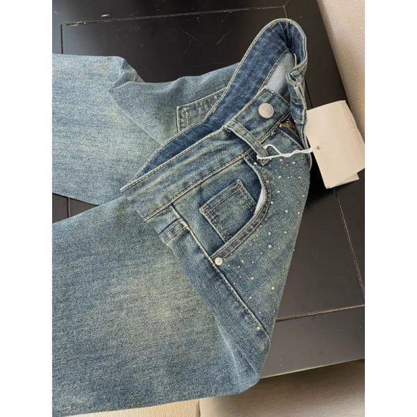 ⁦Women's Retro Blue Skinny Jeans⁩ - الصورة ⁦3⁩