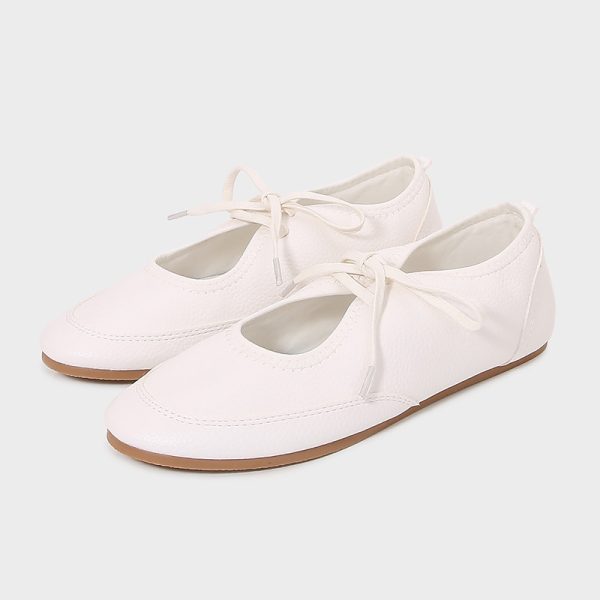 ⁦Satin Fashion Low-cut Ballet Flats Lace Up⁩ - الصورة ⁦6⁩