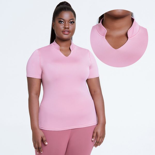 ⁦Sports Blouses T-shirts Women's Yoga Wear Loose And Breathable Short Sleeves Running Tops Fitness Clothes⁩ - الصورة ⁦3⁩