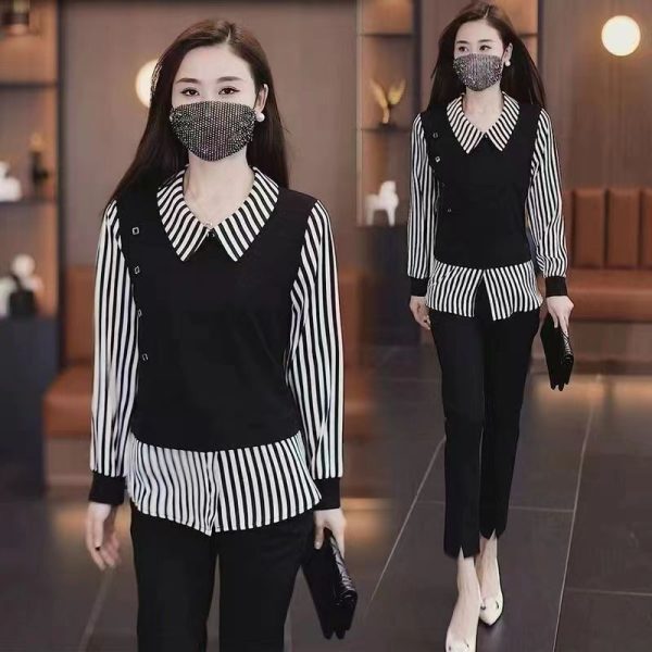 ⁦Western Style Youthful-looking Fake Two Pieces Shirts Ladies⁩ - الصورة ⁦6⁩
