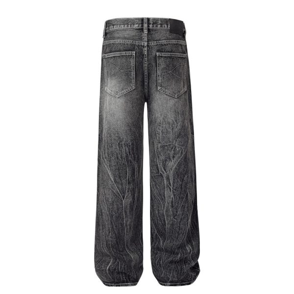 ⁦Water Ripple Straight Jeans For Men⁩ - الصورة ⁦3⁩