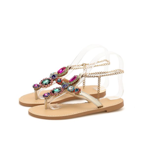 ⁦Slippers Flip Toe Rhinestone Flats⁩ - الصورة ⁦2⁩