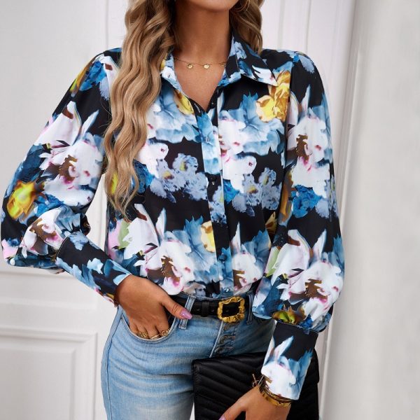 ⁦Printed Women's Long-sleeve Shirts⁩ - الصورة ⁦2⁩