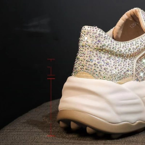 ⁦Thick Bottom Hidden Heel White Shoes Women's Mesh⁩ - الصورة ⁦2⁩