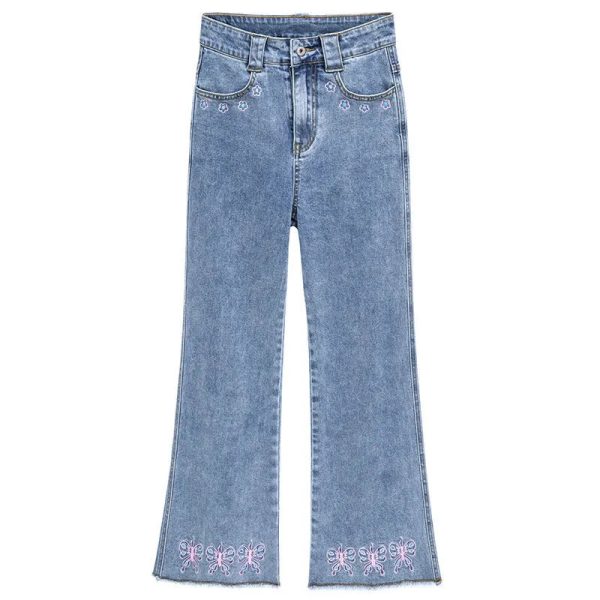 ⁦Design Sense Butterfly Embroidered Jeans Women⁩ - الصورة ⁦3⁩