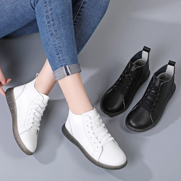 ⁦Womens Bots Shoes Flats Ankle Boots Leather Oxford⁩ - الصورة ⁦6⁩