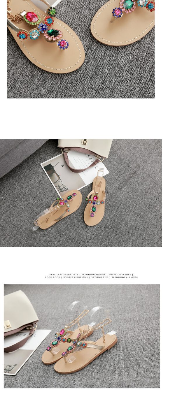 ⁦Slippers Flip Toe Rhinestone Flats⁩ - الصورة ⁦5⁩