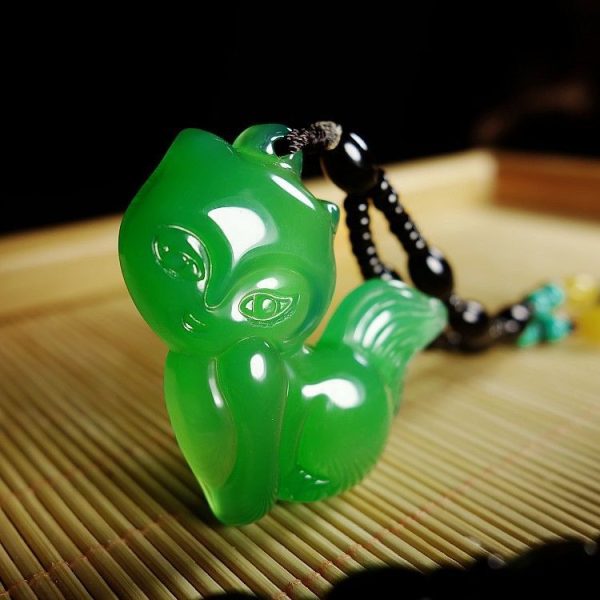 ⁦Agate Fox Pendant Chalcedony Nine Tail Fox Jade Pendant Men And Women Necklace Jade Pendant Jewelry Accessories Wholesale⁩ - الصورة ⁦4⁩