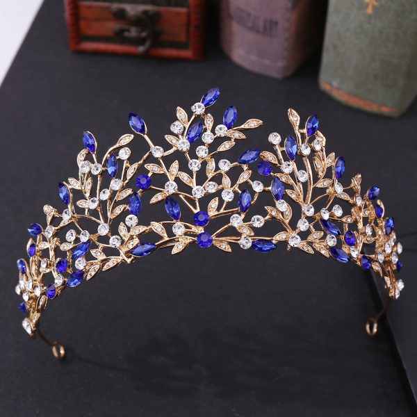 ⁦Vintage Rhinestone Headdress Crown Alloy Hair Accessories Stage Party Accessories⁩ - الصورة ⁦3⁩