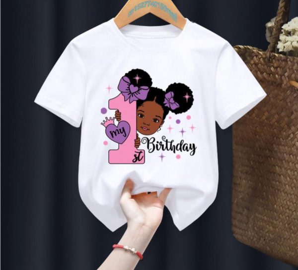 ⁦Princess Birthday Digital Printing Girl's T-shirts Children's Short Sleeve⁩ - الصورة ⁦2⁩
