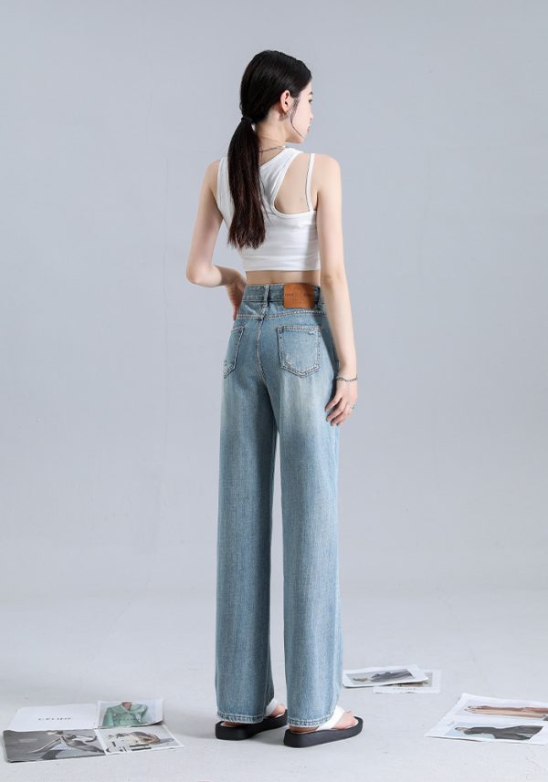 ⁦Fashionable Irregular Straight Jeans For Women⁩ - الصورة ⁦4⁩