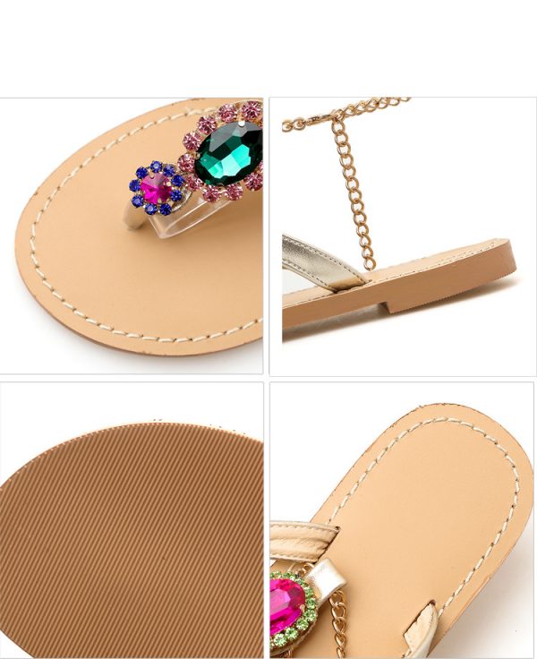 ⁦Slippers Flip Toe Rhinestone Flats⁩ - الصورة ⁦8⁩