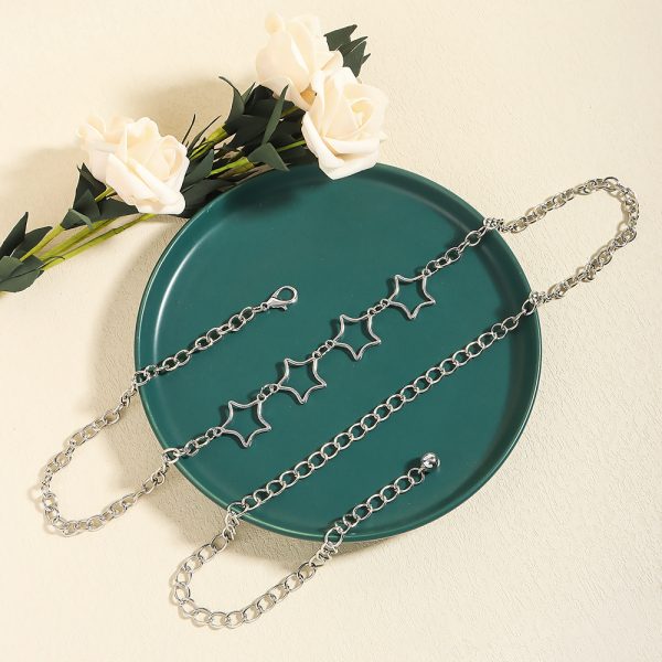 ⁦Simple Fashion Men And Women Star Metal Waist Chain Sexy Cutout Five-pointed Star Body Chain Jeans Dress Accessories⁩ - الصورة ⁦5⁩