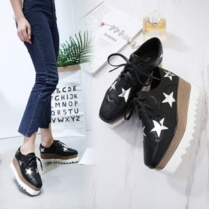 Wedge Heel Square Toe British Style Casual Height-increasing Shoes