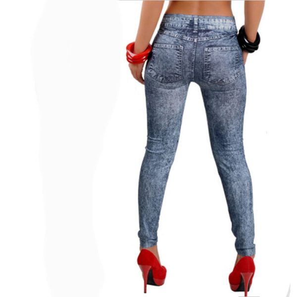 ⁦Women's Fashion Stretch Snowflake Bottoming Jeans⁩ - الصورة ⁦2⁩