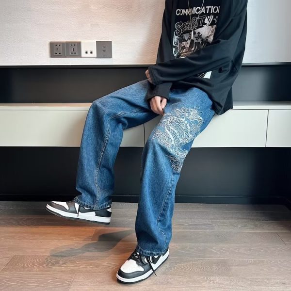 ⁦Loose Embroidered Jeans For Men⁩ - الصورة ⁦5⁩