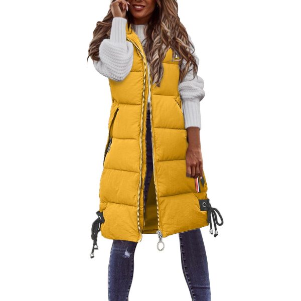 ⁦Women's Casual Mid-length Cotton Clothing Vest Coat⁩ - الصورة ⁦2⁩
