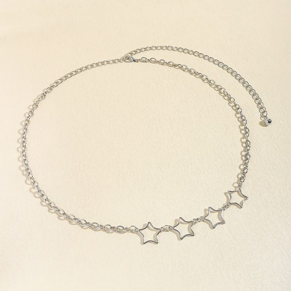 ⁦Simple Fashion Men And Women Star Metal Waist Chain Sexy Cutout Five-pointed Star Body Chain Jeans Dress Accessories⁩ - الصورة ⁦4⁩