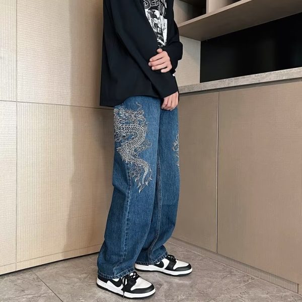 ⁦Loose Embroidered Jeans For Men⁩ - الصورة ⁦2⁩