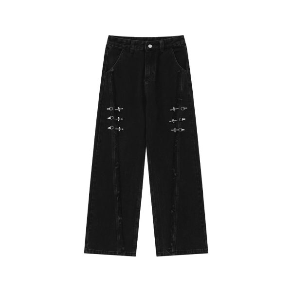 ⁦RetroBuckle Raw Hem Jeans Men⁩ - الصورة ⁦5⁩
