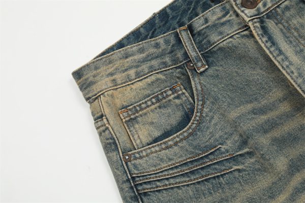 ⁦Fashion American Washed Yellow Jeans Men⁩ - الصورة ⁦10⁩