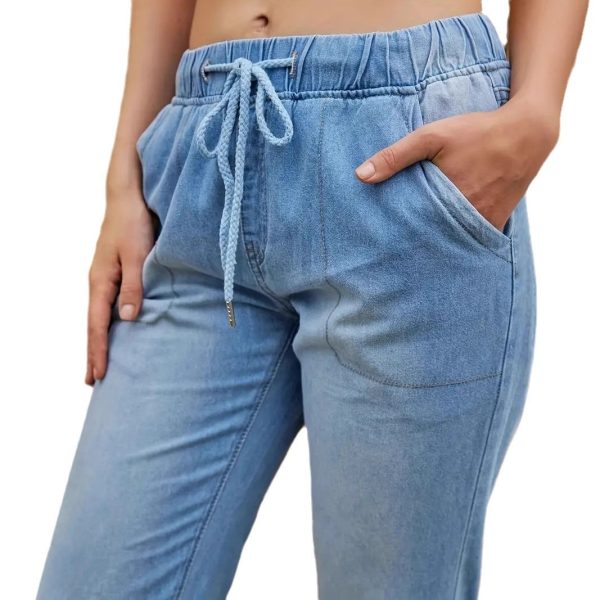 ⁦Elastic Waistband Jeans For Women⁩ - الصورة ⁦5⁩