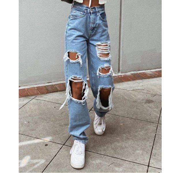 ⁦Women Jeans Ripped Slimming Washed Women's Jeans Trousers⁩ - الصورة ⁦5⁩