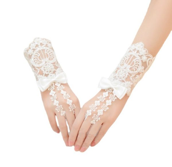 ⁦Bridal Bead Short Wedding Glove Accessories⁩ - الصورة ⁦5⁩