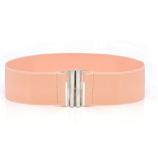 ⁦Elastic Elastic Silver Buckle Wide Belt Decorated Skirt Accessories⁩ - الصورة ⁦4⁩