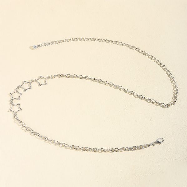 ⁦Simple Fashion Men And Women Star Metal Waist Chain Sexy Cutout Five-pointed Star Body Chain Jeans Dress Accessories⁩ - الصورة ⁦10⁩