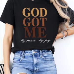 GOD GOT ME Ladies' Casual Loose Short Sleeves, T-Shirts, Basic Tops, Unique Rest, Holiday Gifts Are Preferred, Suitable For Women'S Wear In Spring And Summer, Teenagers And Girls