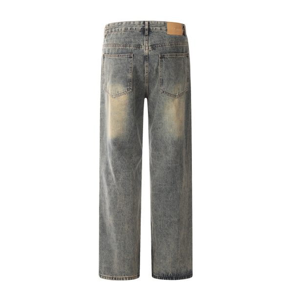 ⁦Washed Yellow Worn Jeans Men⁩ - الصورة ⁦10⁩