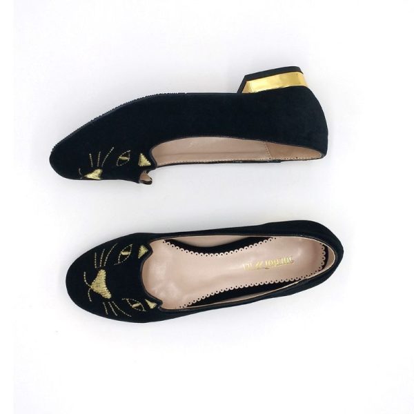 ⁦Cute Black Cat Ballet Flats⁩ - الصورة ⁦2⁩