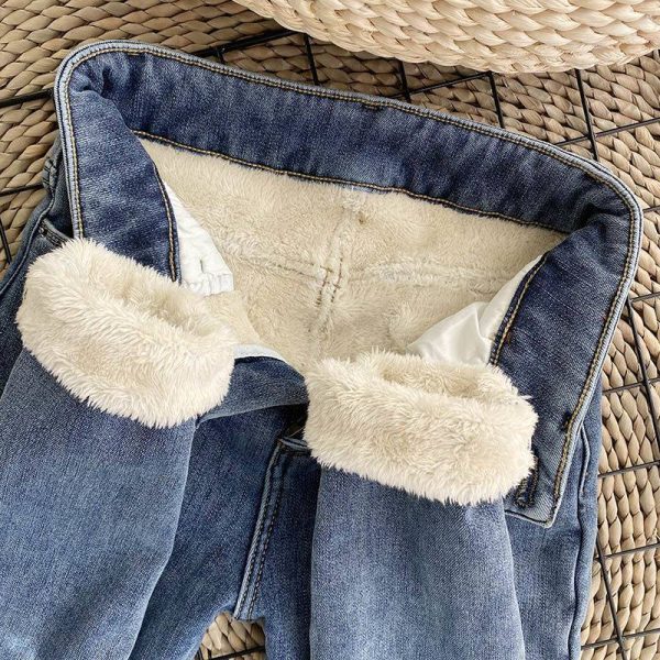 ⁦Thick Lambskin Jeans For Women⁩ - الصورة ⁦3⁩
