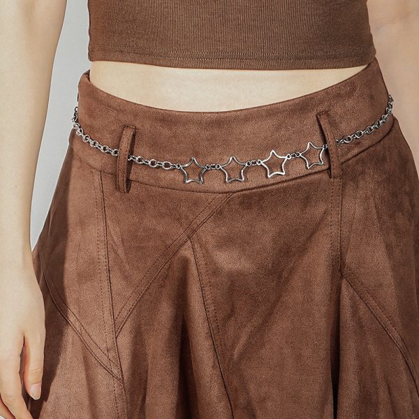 ⁦Simple Fashion Men And Women Star Metal Waist Chain Sexy Cutout Five-pointed Star Body Chain Jeans Dress Accessories⁩ - الصورة ⁦2⁩