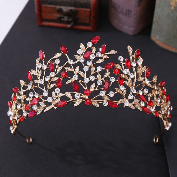 ⁦Vintage Rhinestone Headdress Crown Alloy Hair Accessories Stage Party Accessories⁩ - الصورة ⁦5⁩