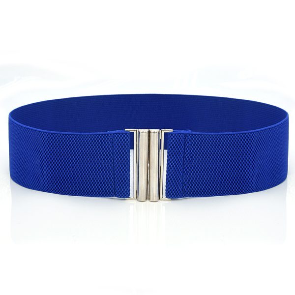 ⁦Elastic Elastic Silver Buckle Wide Belt Decorated Skirt Accessories⁩ - الصورة ⁦6⁩