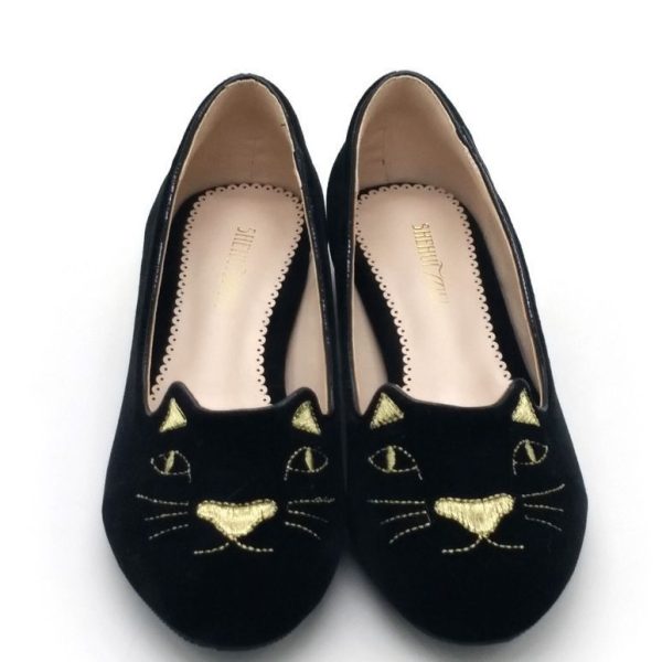 ⁦Cute Black Cat Ballet Flats⁩ - الصورة ⁦4⁩