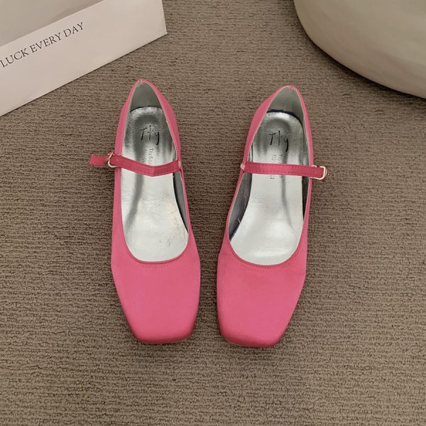 ⁦Vintage Silver French Thick Heel Mary Jane Shoes⁩ - الصورة ⁦3⁩