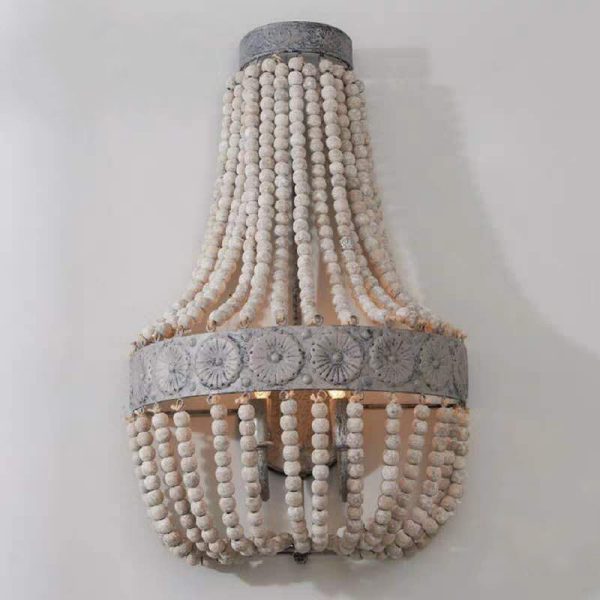 ⁦Wooden Bead Chandelier Personality Distressed Accessories Lamps Living Room Study Lighting⁩ - الصورة ⁦5⁩