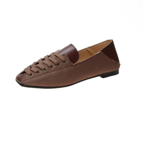 ⁦One-legged Peas Shoes Square Toe All-match Shallow Mouth Flat Single Shoes Women⁩ - الصورة ⁦4⁩