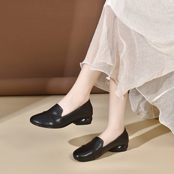 ⁦Simple Temperament Low Heel Round Toe Flats⁩ - الصورة ⁦2⁩